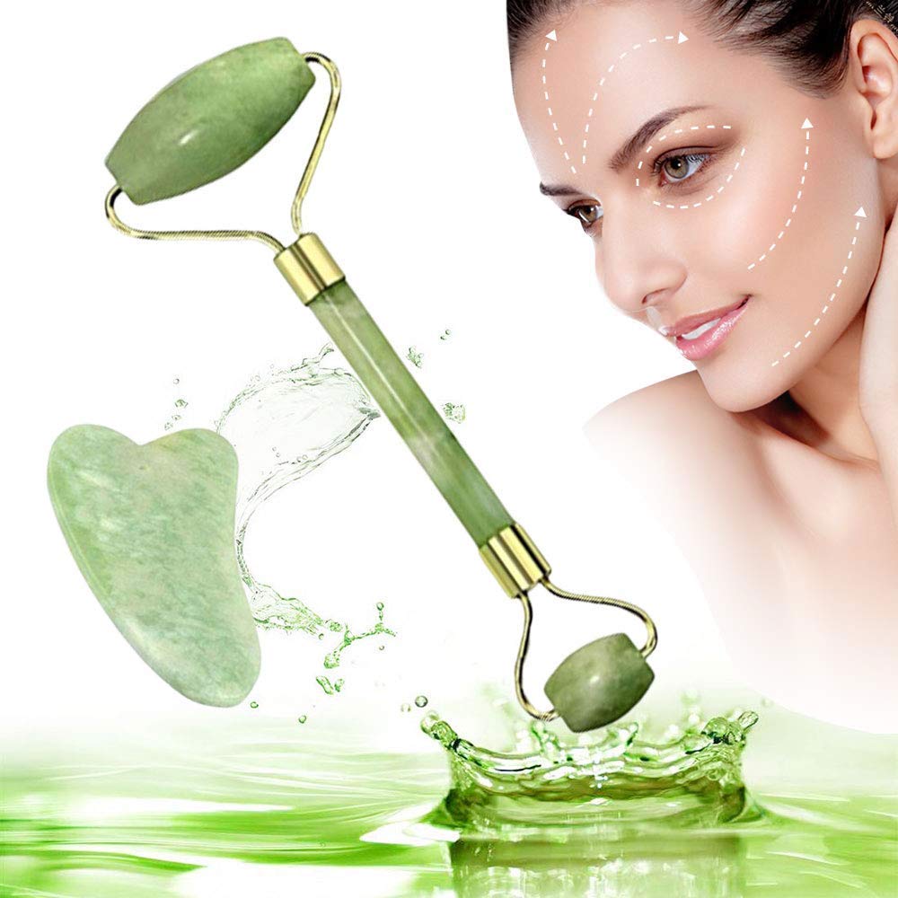 Face Jade Roller and Gua Sha Stone SET (Anti Aging)