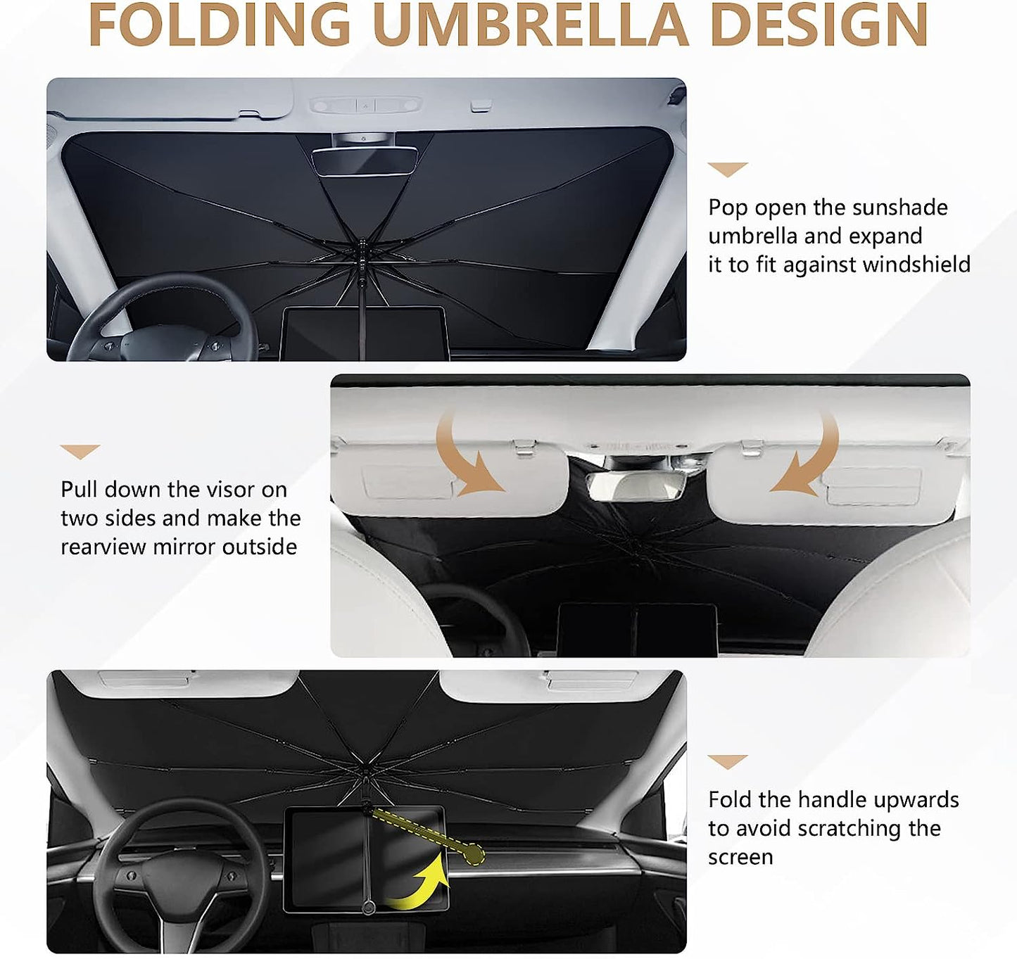 Car Windshield Sun Shade Umbrella - Foldable Car Umbrella Sunshade Cover UV Block