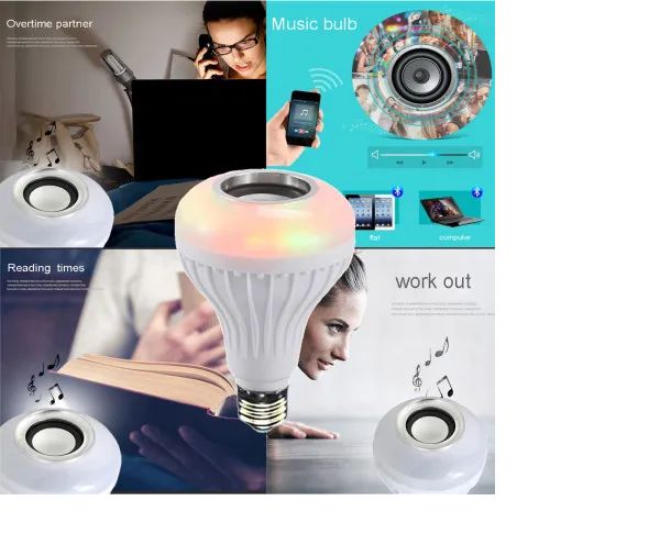 Multifunctional LED music light bulb Bluetooth speaker RGB changing lamp wireless stereo Audio